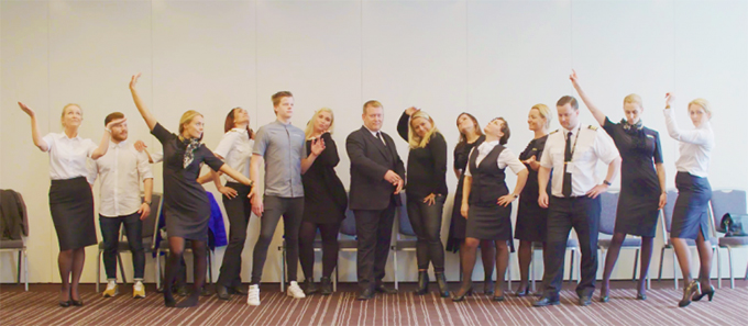 Icelandair staff rehearse for their big show